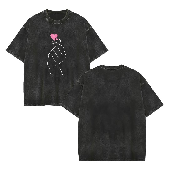 snap, hearts, k pop music, korean pop music Double Sided Mineral Wash T Shirts