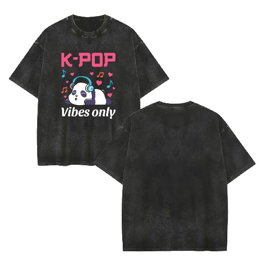 kpop vibes only, k pop music, korean pop music Double Sided Mineral Wash T Shirts