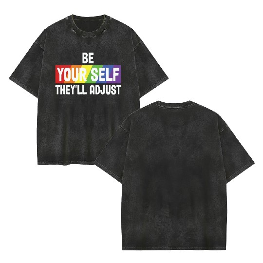 LBGT Flag Gay Pride Human Double Sided Mineral Wash T Shirts