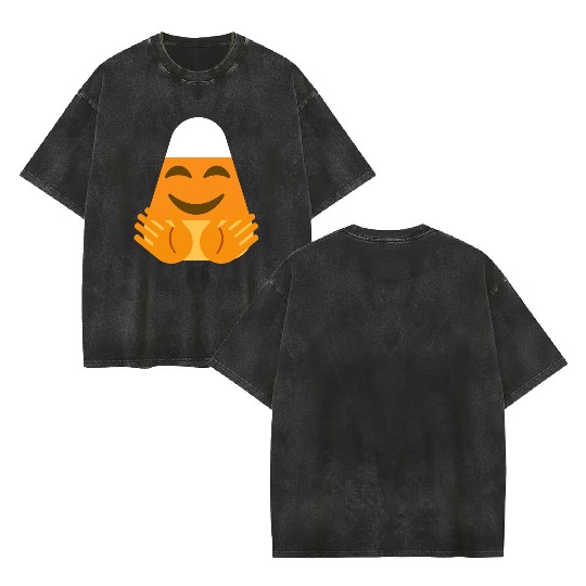 Hug Hugging Candy Corn Halloween Costume Double Sided Mineral Wash T Shirts