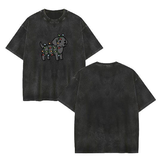 Great Dane Christmas Lights Double Sided Mineral Wash T Shirts