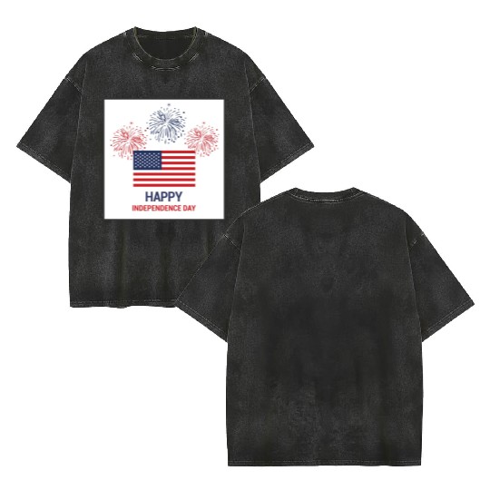 American Flag Double Sided Mineral Wash T Shirts: USA Patriotic For US Men