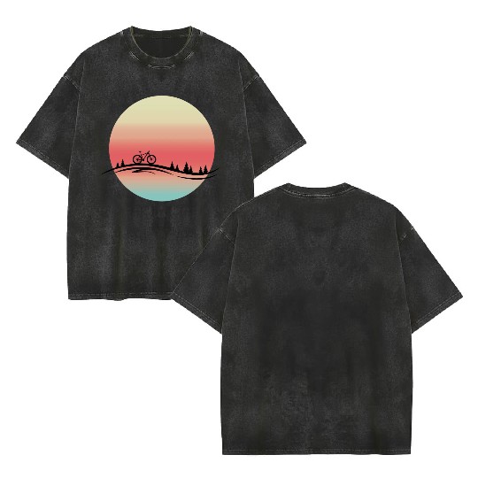 Gift idea. Bike on a sunset. Ideal for a birthday. Double Sided Mineral Wash T Shirts