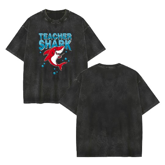 Teacher shark .. school student lessons enrollment Double Sided Mineral Wash T Shirts
