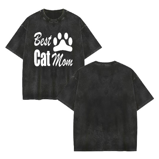 Best Cat Mom Double Sided Mineral Wash T Shirts