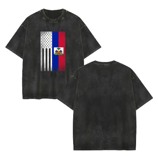 Haiti Design for proud Haitian Americans Double Sided Mineral Wash T Shirts