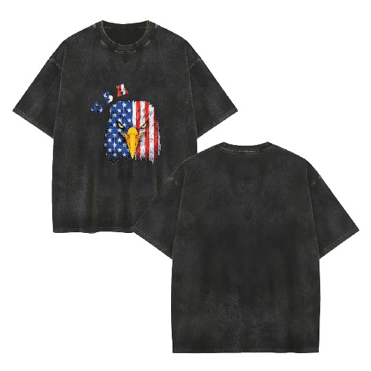 USA - Bald Eagle Double Sided Mineral Wash T Shirts