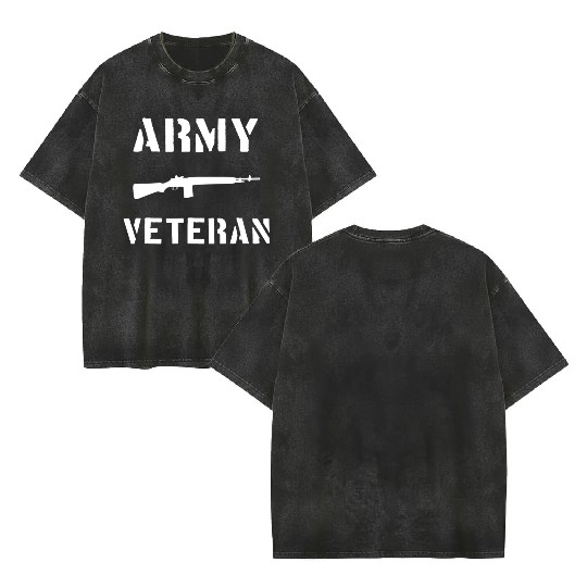 US Army Veteran M14 Rifle Double Sided Mineral Wash T Shirts