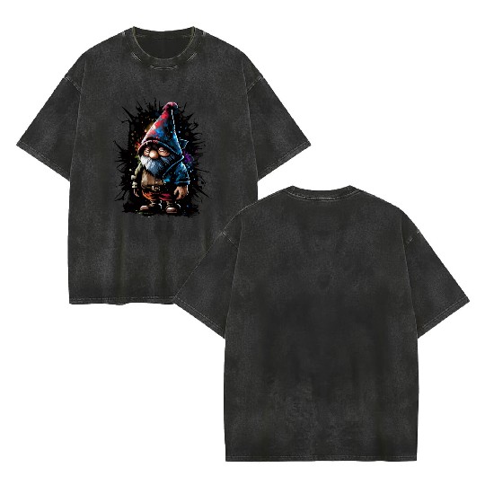 Graffiti Streetwear Gnome Double Sided Mineral Wash T Shirts