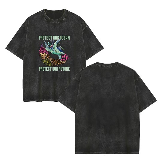 Marine Biology Protect Our Ocean Loves Marine Life Double Sided Mineral Wash T Shirts