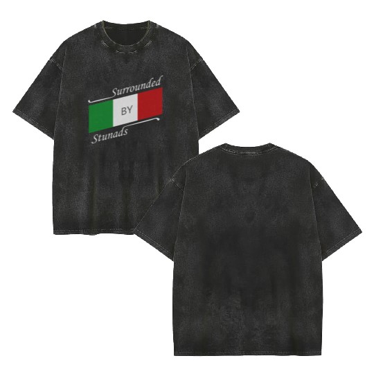Surrounded by stunads Italy Flag Design Double Sided Mineral Wash T Shirts
