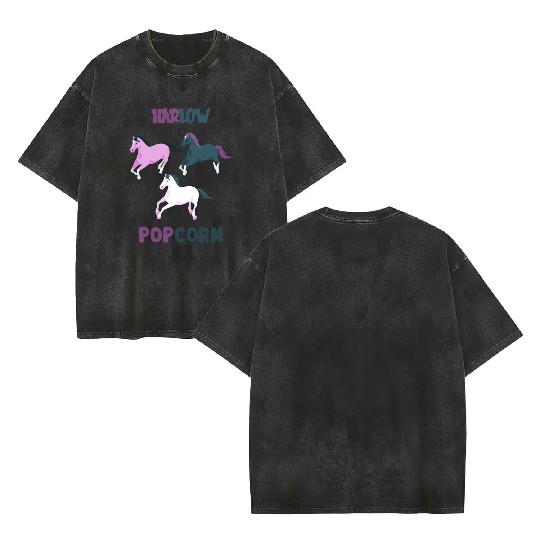 Harlow And Popcorn Merch Popcorn The Pony Double Sided Mineral Wash T Shirts