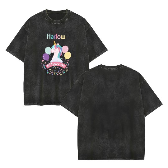 Harlow And Popcorn Merch Popcorn The Pony Double Sided Mineral Wash T Shirts