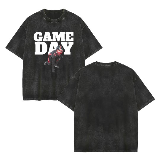 Game Day , Football Double Sided Mineral Wash T Shirts Sunday Funday Double Sided Mineral Wash T Shirts