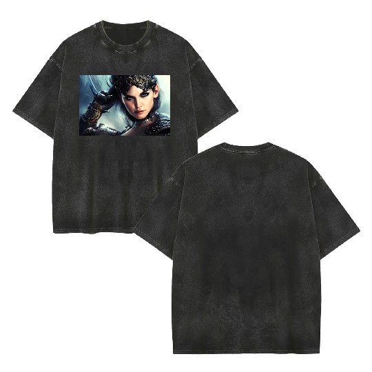 Warrior princess wearing gothic plate fantasy art Double Sided Mineral Wash T Shirts