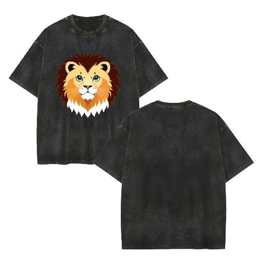 Royal Cartoon Lion - King of the Jungle 5 Double Sided Mineral Wash T Shirts