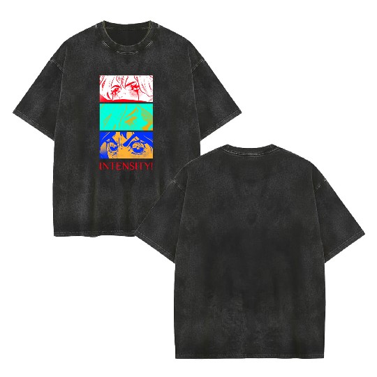 Anime Themed Design Double Sided Mineral Wash T Shirts