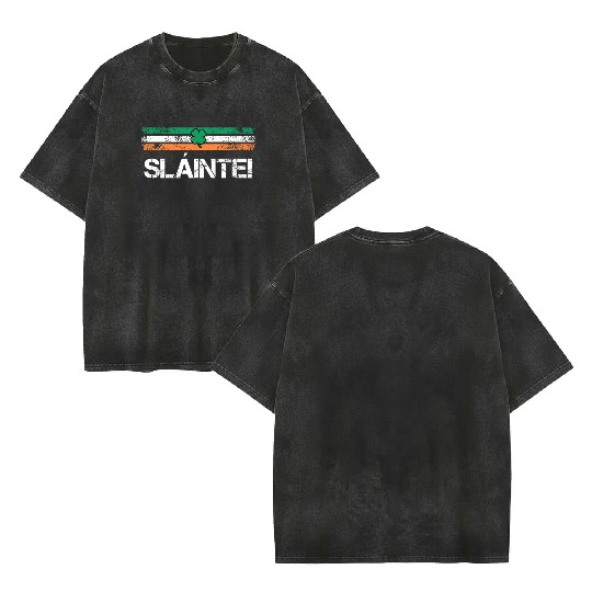 Slainte Ireland toast Double Sided Mineral Wash T Shirts