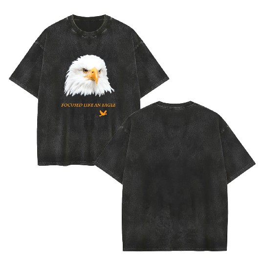 Bald Eagle Gift Idea Focussed like an Eagle Photo Double Sided Mineral Wash T Shirts