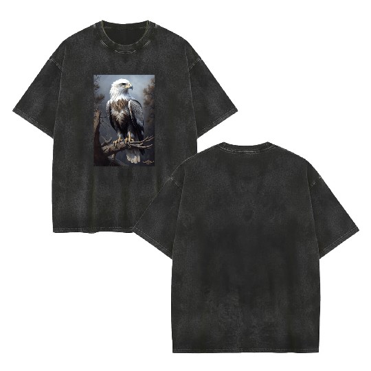 Majestic White-Headed Eagle in the Wild Double Sided Mineral Wash T Shirts