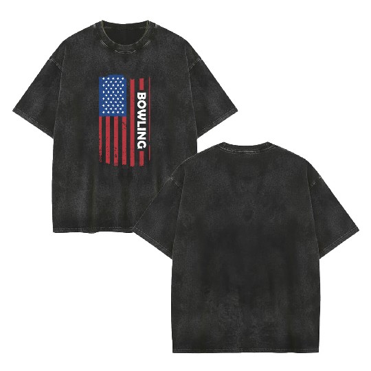 Sport Us Flag Bowling Double Sided Mineral Wash T Shirts