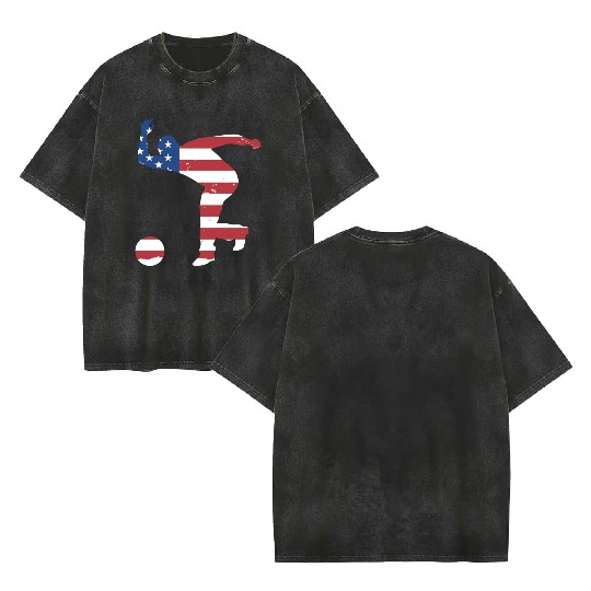 Sport Us Flag Bowling Double Sided Mineral Wash T Shirts