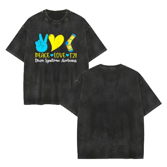 Hand Print Socks World Down Syndrome Awareness Day Double Sided Mineral Wash T Shirts