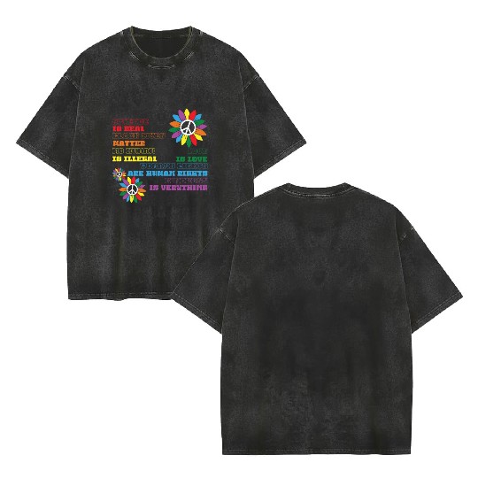 Distressed Science Is Real Black Double Sided Mineral Wash T Shirts