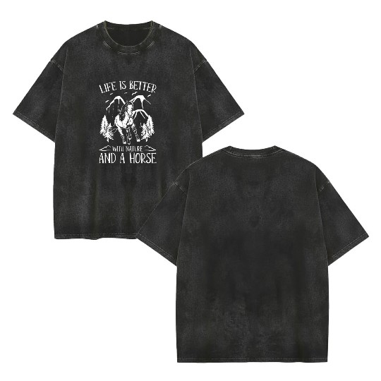 Horse Riding Nature Endurance Riding Double Sided Mineral Wash T Shirts