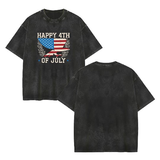 Patriotic America USA Flag 4th Of July America Double Sided Mineral Wash T Shirts