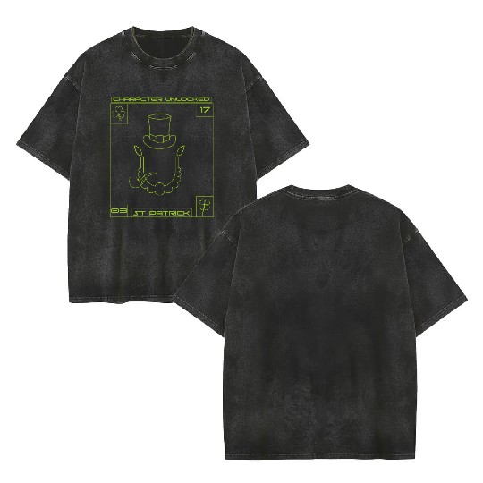 Happy st Patrick's day - character unlocked Double Sided Mineral Wash T Shirts
