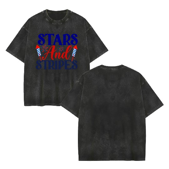 Stars And Stripes Double Sided Mineral Wash T Shirts
