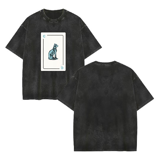 Cat Playing card Cat Lovers Gift Double Sided Mineral Wash T Shirts