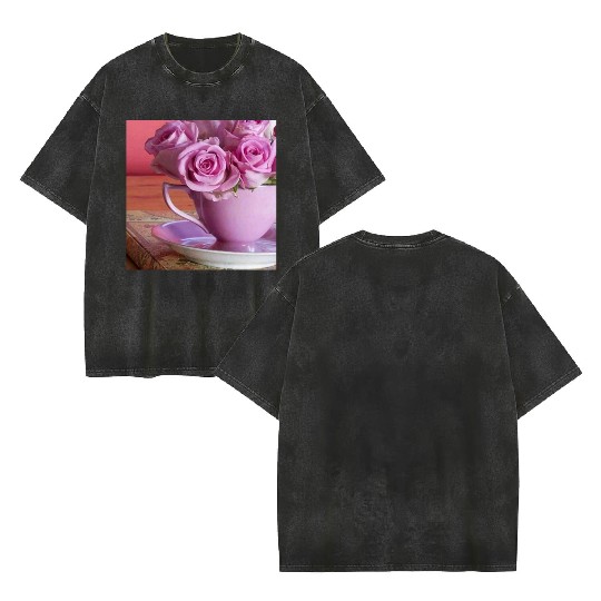 Beautiful Floral print Double Sided Mineral Wash T Shirts