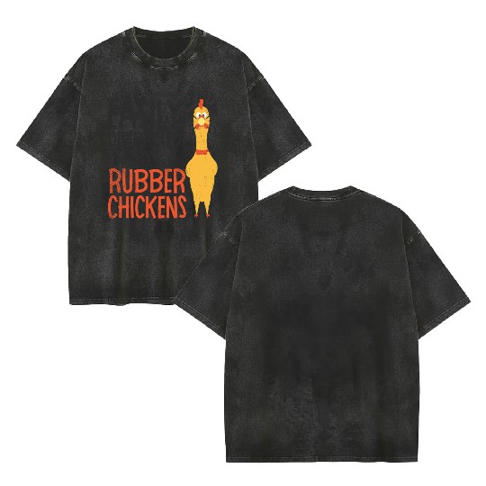 Rubber Chicken Enthusiast Loud Scream Yellow Double Sided Mineral Wash T Shirts