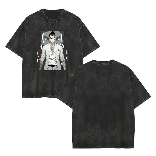 Japan Yakuza Greeny Face Double Sided Mineral Wash T Shirts