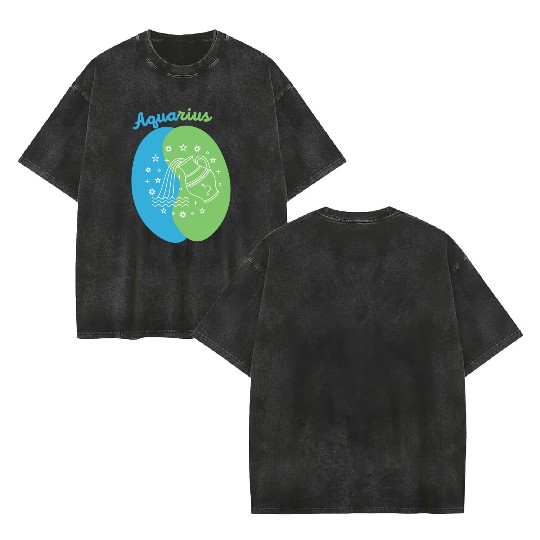 Aquarius: Embrace Your Unique Vision with Minimali Double Sided Mineral Wash T Shirts