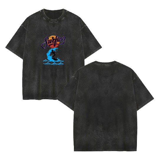 Surfing Double Sided Mineral Wash T Shirts