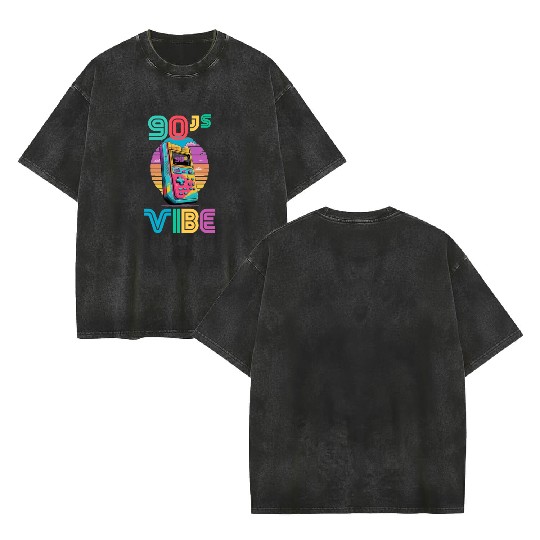 90s Vibe - I Love The 90s - Retro 90s Neon Double Sided Mineral Wash T Shirts