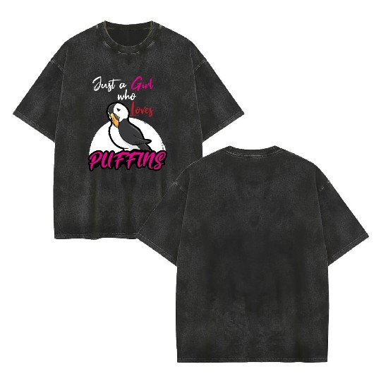 Puffin Lover Puffins Double Sided Mineral Wash T Shirts