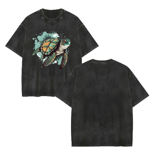 The sea turtle Double Sided Mineral Wash T Shirts