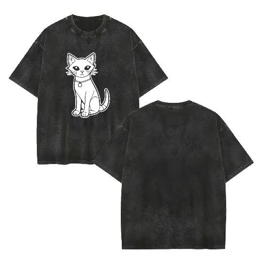 Cat Kitten Feline Meow Double Sided Mineral Wash T Shirts