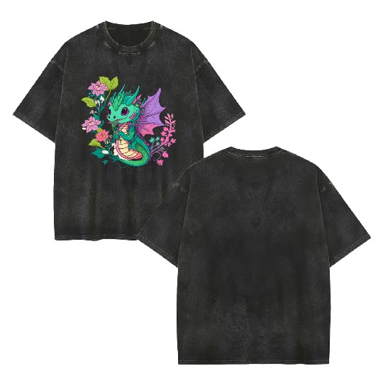 dragon Hello Spring Happiness Time 1 Double Sided Mineral Wash T Shirts
