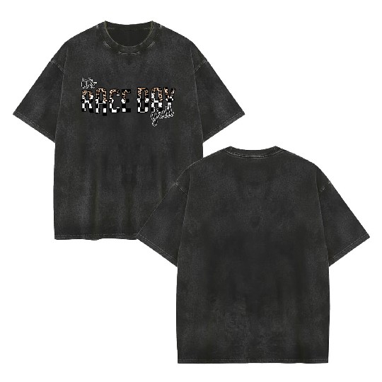 Leopard It'S Race Day Y'All Checkered Flag Racing Double Sided Mineral Wash T Shirts