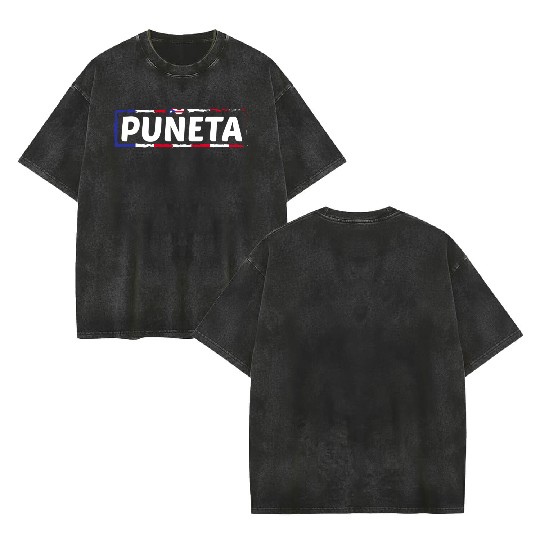 Patriotic Puerto Rico Puneta Flag Double Sided Mineral Wash T Shirts