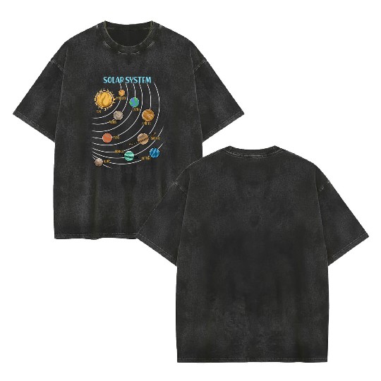 Our Solar System Science Education Double Sided Mineral Wash T Shirts