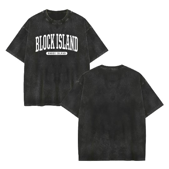 Style Block Island Rhode Island Double Sided Mineral Wash T Shirts