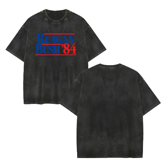 Reagan Bush '84 Republican Double Sided Mineral Wash T Shirts