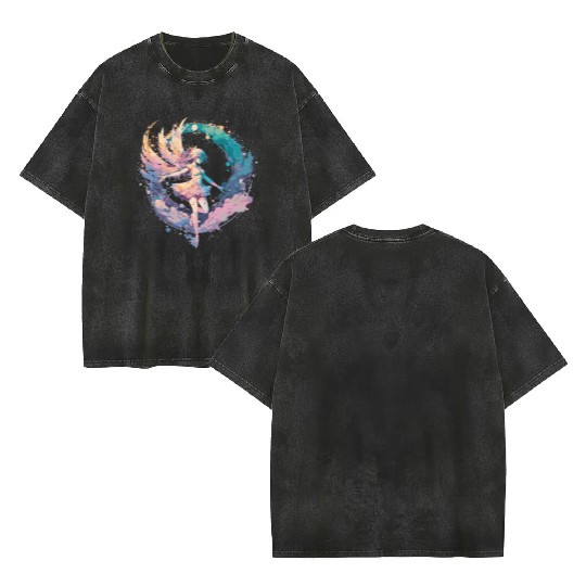 Watercolor Fairy Painting Fairycore Pastel Goth Bu Double Sided Mineral Wash T Shirts