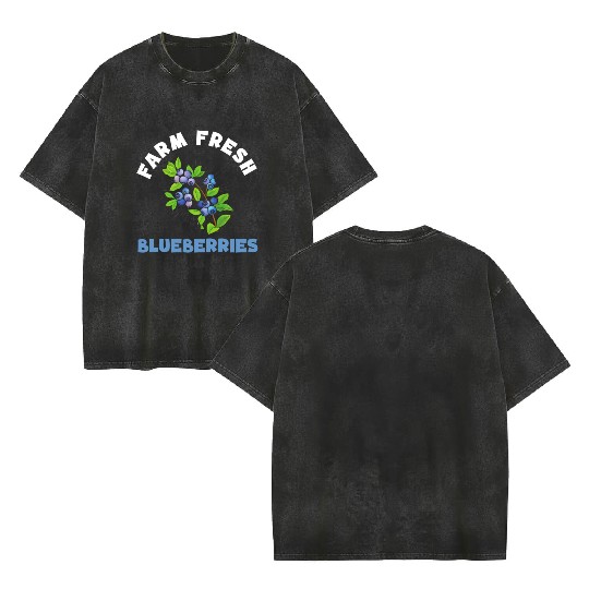 Blueberries Graphics Blueberry Farmer Blueberry Double Sided Mineral Wash T Shirts